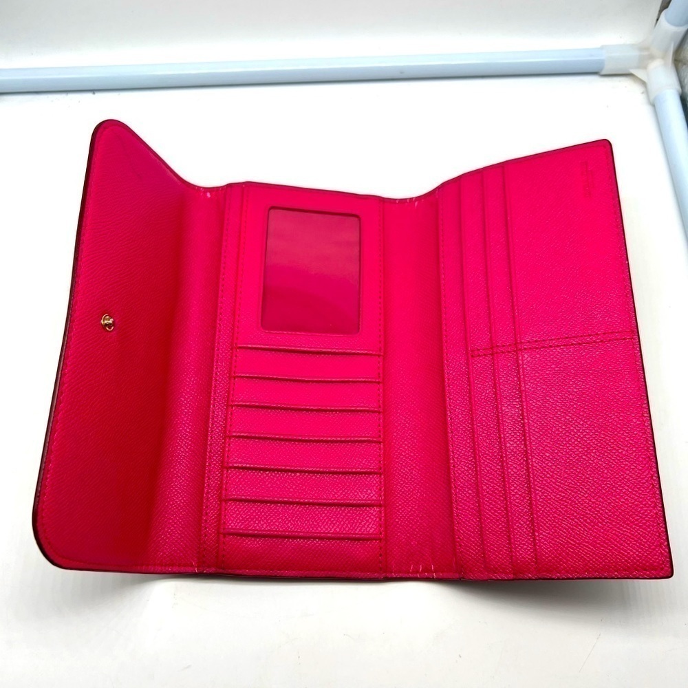 Coach brown leather signature Charlie C snap wallet pink interior A1532 … - Picture 7 of 16
